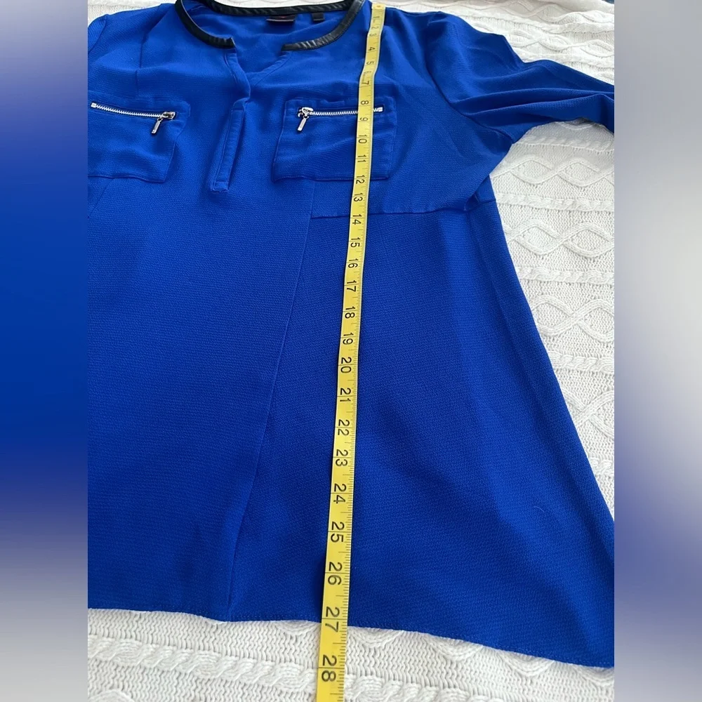 Rafaella Elegant Royal Blue Women's Blouse Roll Up Sleeves Size Large - Picture 14 of 16
